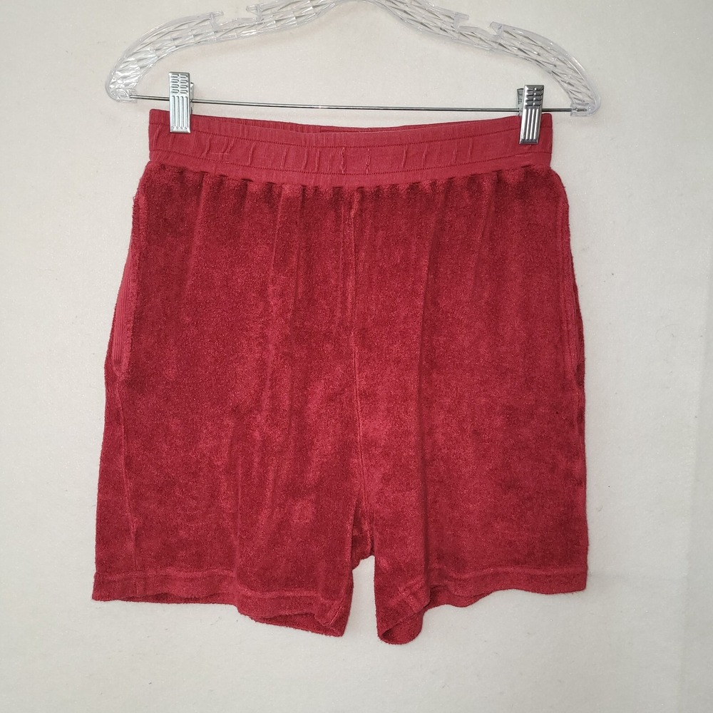 Brownlee Shorts Womens M Red Post Game Terry‎ 4" Elastic Waist Comfort Stretch